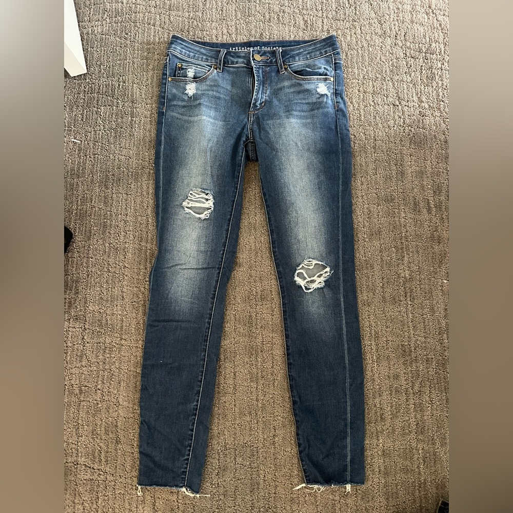 Blue Distressed Skinny Jeans